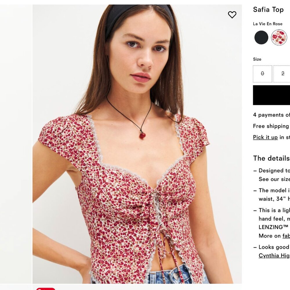 Reformation Safia Floral Top in La Vie En Rose Size 0 - Picture 3 of 16